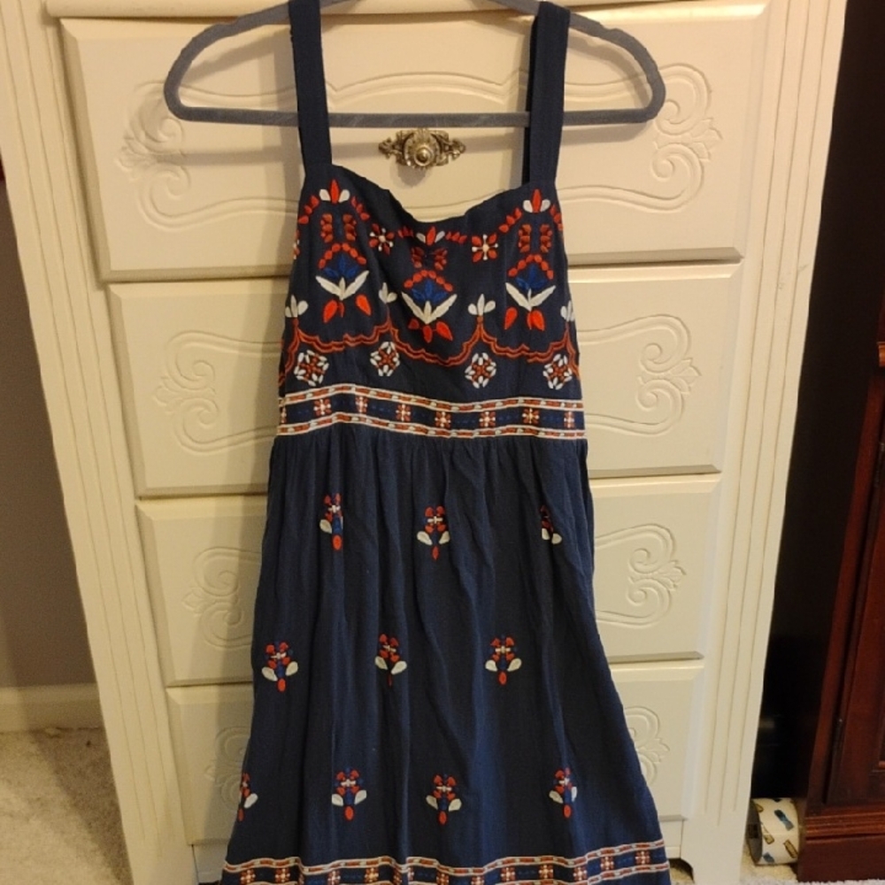 Embroidered Blue Maxi Dress